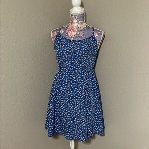 SHEIN Blue A-Line Sundress with Spaghetti Straps